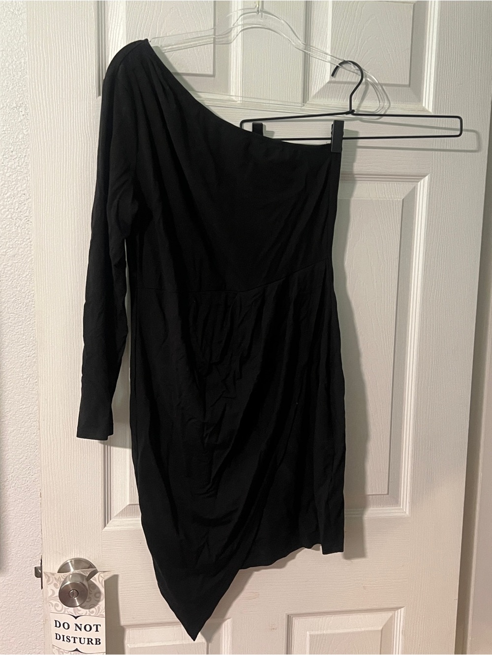 One shoulder black dress